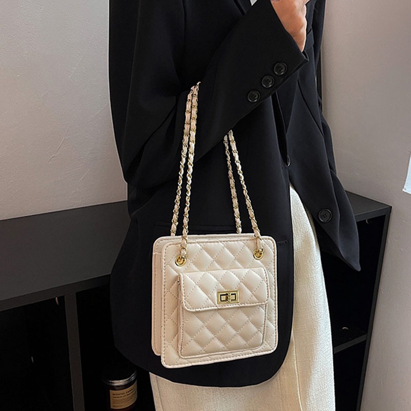 IELGY Túi Đeo Vai Hình Vuông Nhỏ Thêu Họa Tiết Hình Thoi Thời Trang Cho Nữ