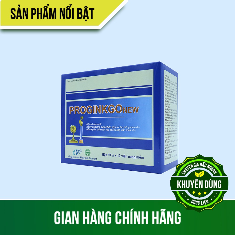 (Sale) Combo 2 hộp hoạt huyết dưỡng não ProginkgoNew – cao Rễ Đinh Lăng, Cao Bạch Quả – Bổ não, tăng cường tuần hoàn não