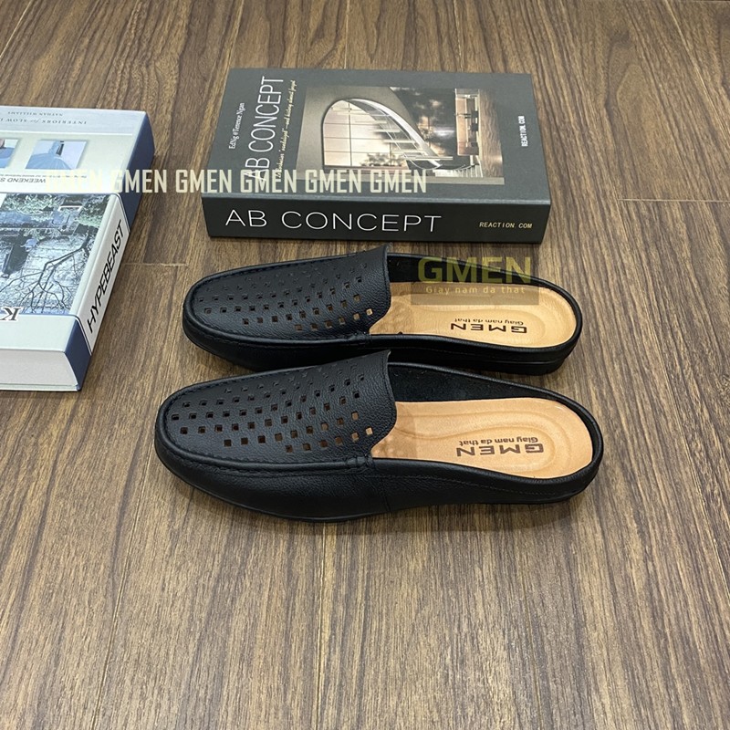 Giày sục nam thiết kế lỗ thoáng khí chất liệu da thật mềm mại đế cao su êm chân bảo hành 1 năm | BigBuy360 - bigbuy360.vn