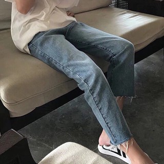 Quần Baggy Jean Ống Suông Cắt Lai