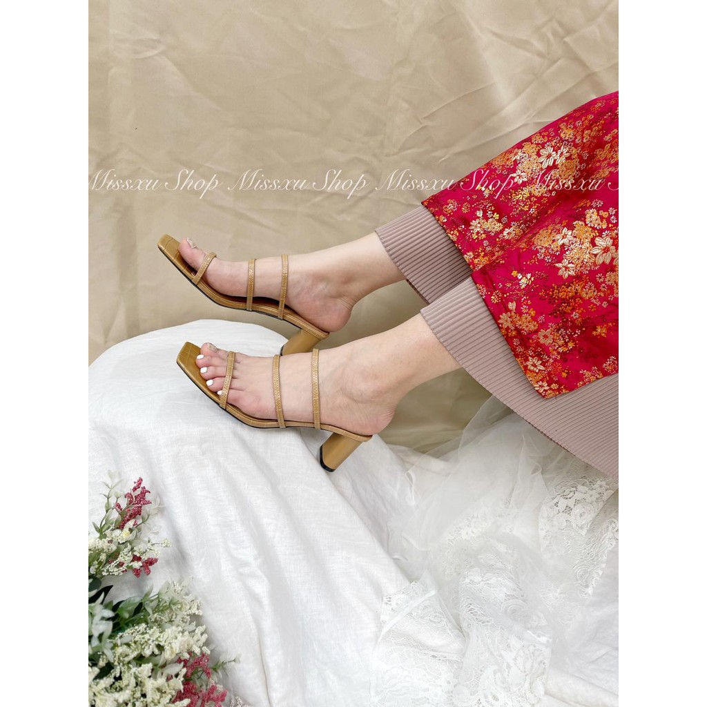 Giày guốc nữ 3 dây ngang gót trụ 5cm thời trang MYSS - SU80