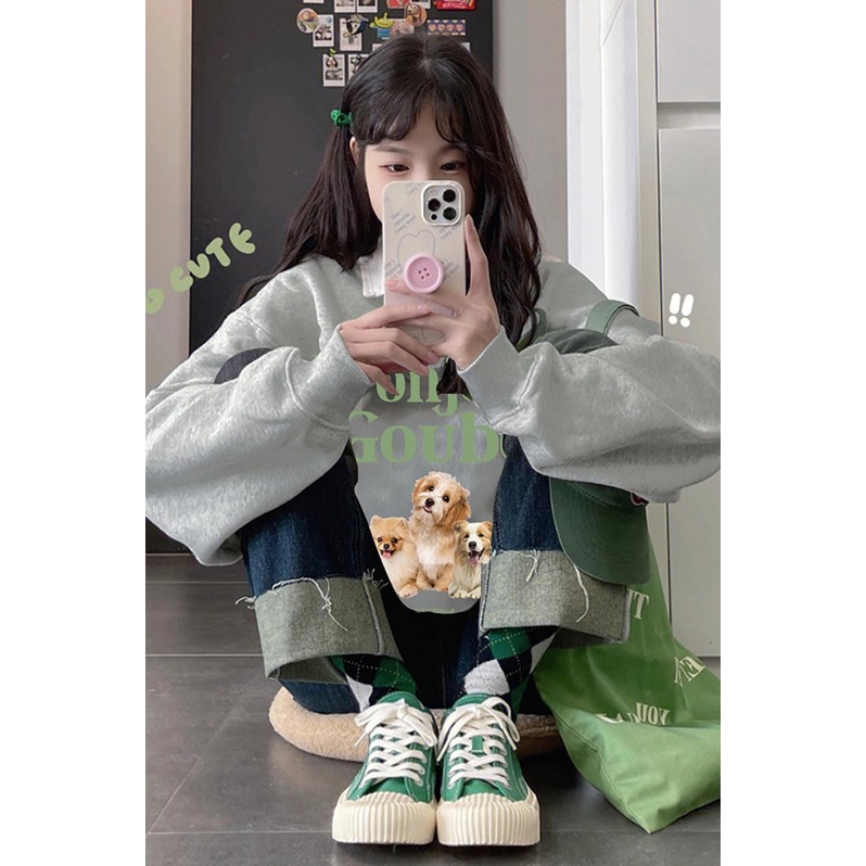 NRVP Áo Thun Tay Dài Oversize In Họa Tiết Phong Cách Hàn Quốc Thời Trang Cho Nam Và Nữ