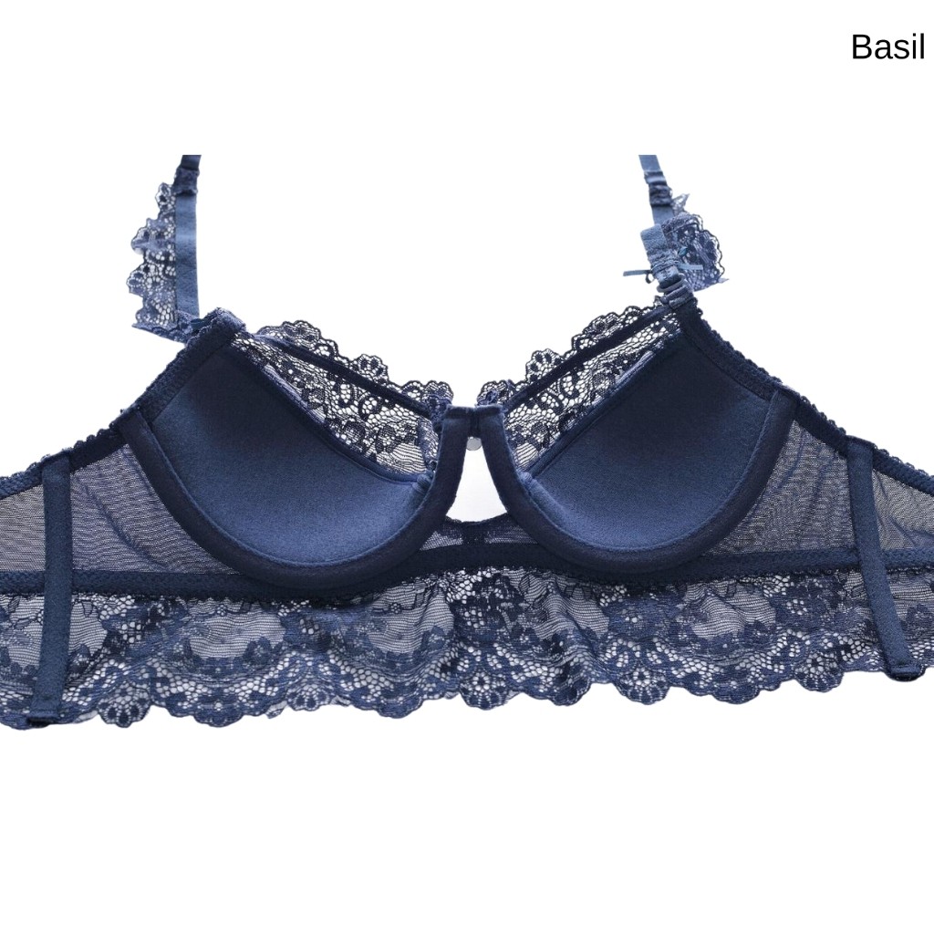Bộ đồ lót QB05 nữ bộ áo ngực cúp mỏng có gọng viền Ren gợi cảm thoáng khí Basil