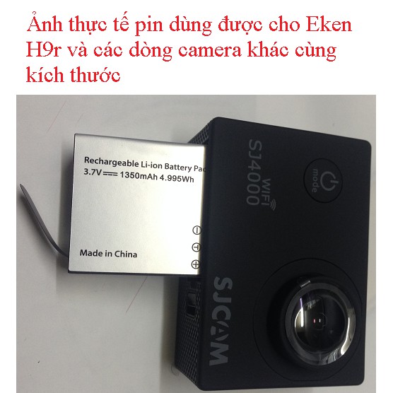 Combo 2 Pin 1350 mAh + Dock Sạc Đôi Cho Mọi Camera Hành Trình Eken H9r, SJCAM 4000, Amkov, Camera 4k