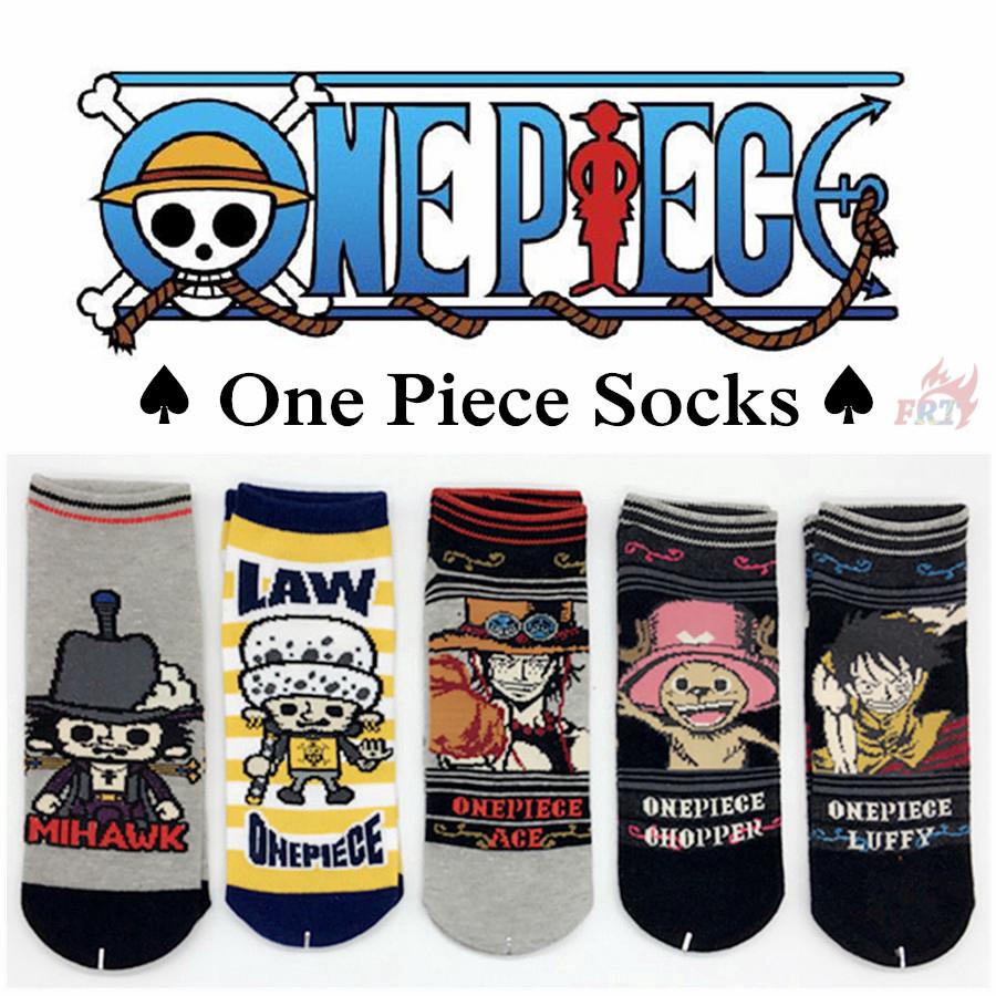 ☠ Vớ Một Mảnh (B - 5 Kiểu)☠ 1 Đôi Tất Ngắn In Hình Luffy Chopper Ace Mihawk Law Unisex