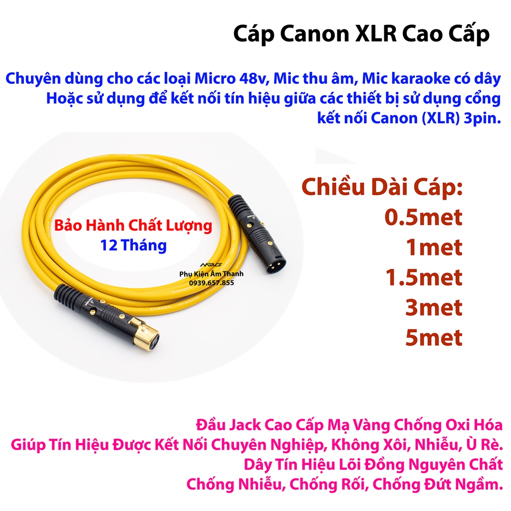 Dây Mic 48V Canon Cao Cấp Chống Nhiễu, Dành Cho Micro Thu Âm, Mic 48v, K200, K320, K600, Mic Karaoke có dây.v.v. - MrG