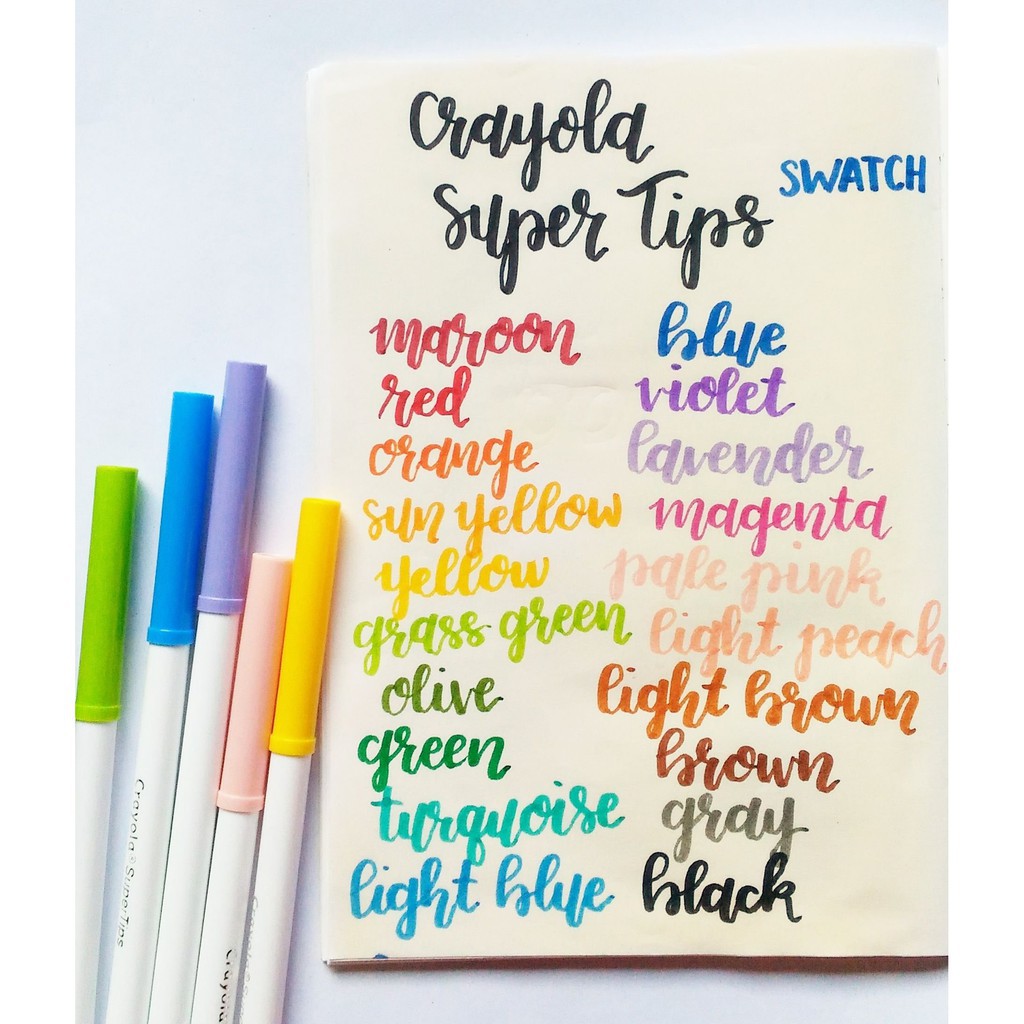 Combo 5 cây Bút lông nét thanh nét đậm của Mỹ - Crayola Super tips (màu ngẫu nhiên)