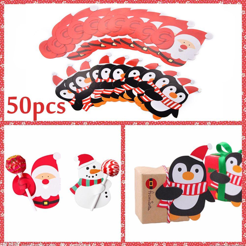 Set 50 Thẻ Trang Trí Giáng Sinh Hình Kẹo Mút Chất Lượng Cao