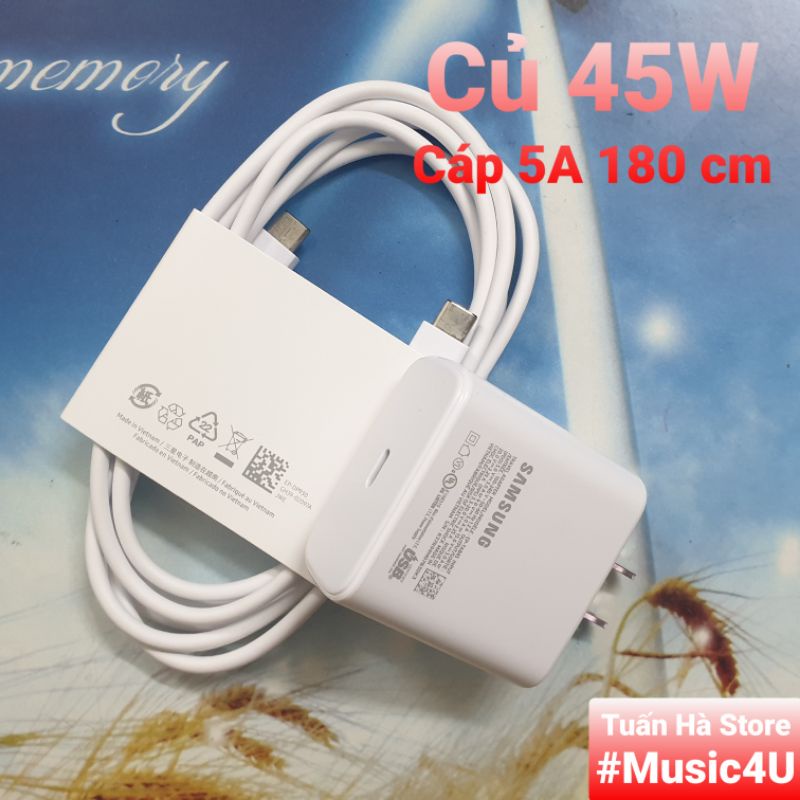 Củ sạc siêu nhanh PD 45W 65W Type C cho máy Samsung S20 S21 S22 Note 20 Note 10 Plus Tuấn Hà Store