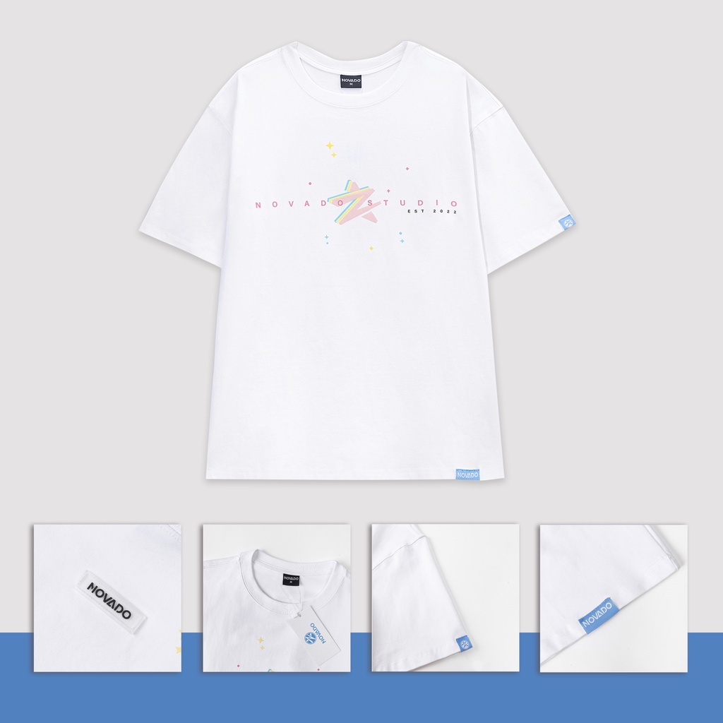 Áo Thun Unisex Form Rộng Locad Brand Novado Fashion Cotton 4 Chiều Nam / Nữ Dày Dặn Thoáng Mát Trắng N24T-SN
