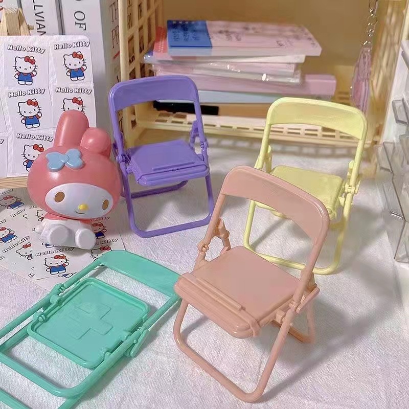 Giá đỡ điện thoại hình chiếc ghế có thể gấp lại - Gấu Xám