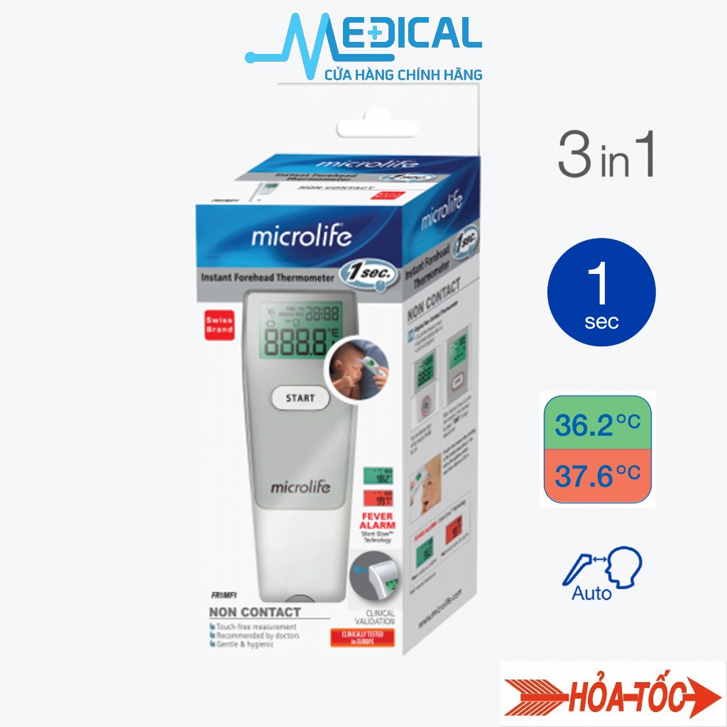 Nhiệt kế hồng ngoại đo trán Microlife FR1MF1 đo cho kết quả 1s - MEDICAL