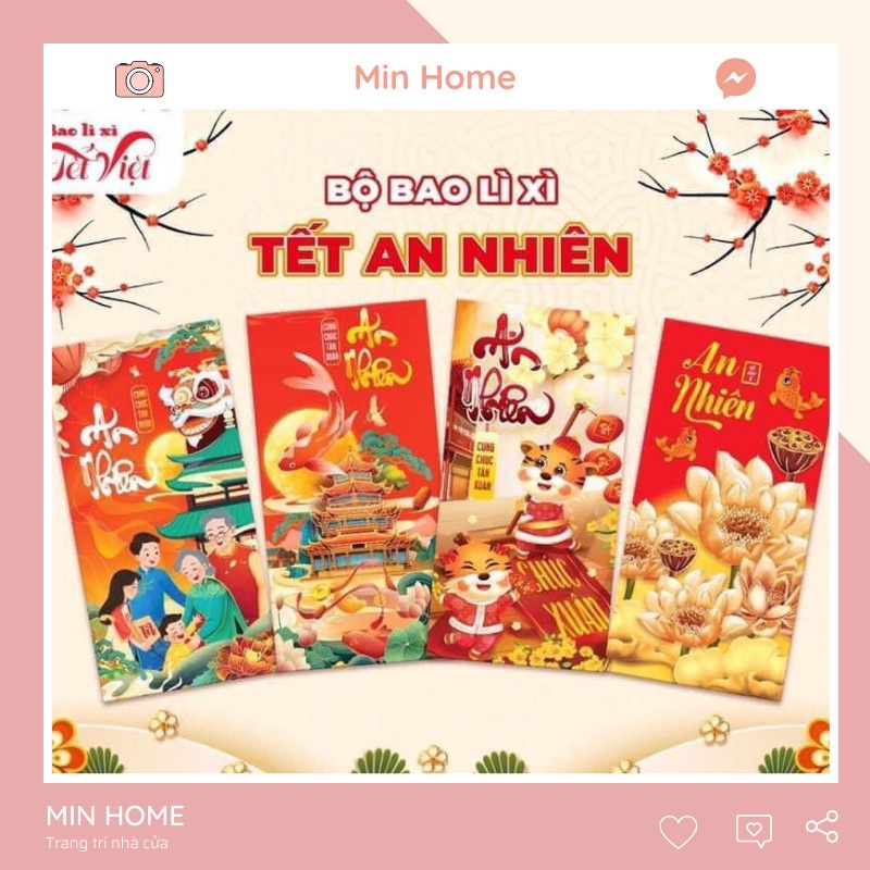 Combo 10 Cái Bao Lì Xì Tết Siêu Sang Trọng Và Quý Phái Màu Đỏ Tài Lộc MinHome Giá Rẻ Lì Xì Tết 2023 Đẹp.