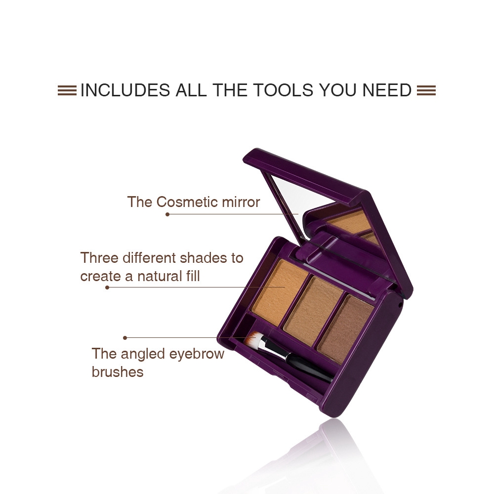 Hộp phấn vẽ lông mày 3 màu kháng nước không nhòe tích hợp cọ tiện dụng | BigBuy360 - bigbuy360.vn