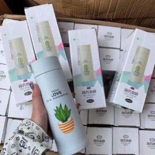 Bình thủy tinh bọc nhựa 450ml xương rồng