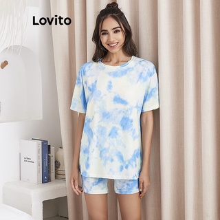 113XJ 7/27DelistBộ quần áo thun Lovito nhuộm màu phong cách tie-dye L02128 (Blue)