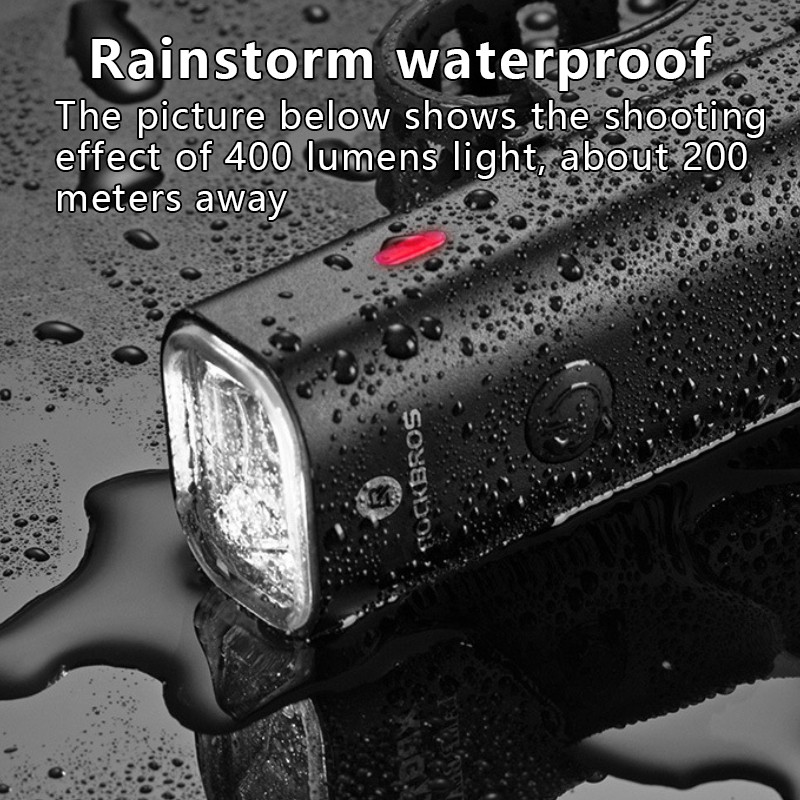 Đèn pha ROCKBROS 200/400 Lumen chống thấm nước có cổng sạc USB tiện dụng cho xe đạp