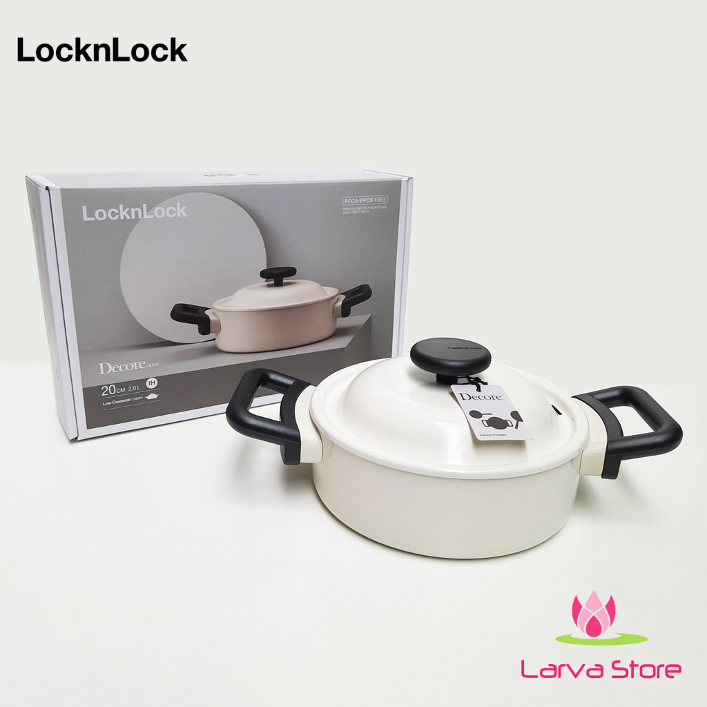 Nồi Decor LocknLock Lòng Phủ Chống Dính Ceramic LDE1207IH 20cm - Màu Trắng Ngà (Đáy Từ) - Larva Store