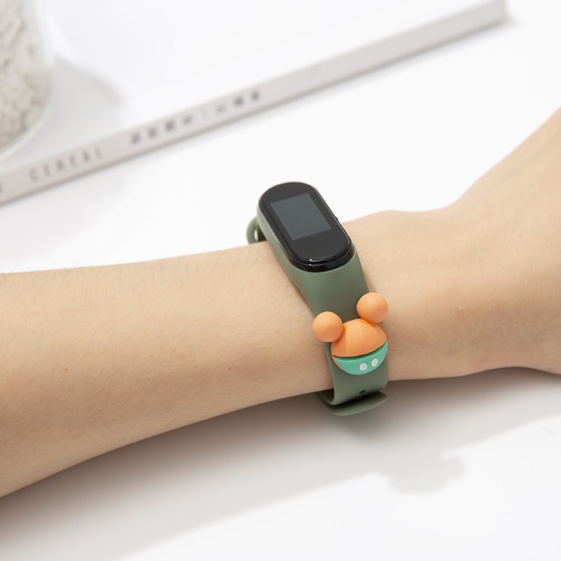 Dây đeo silicone họa tiết hoạt hình cho Xiaomi Mi Band 6 5 4 3