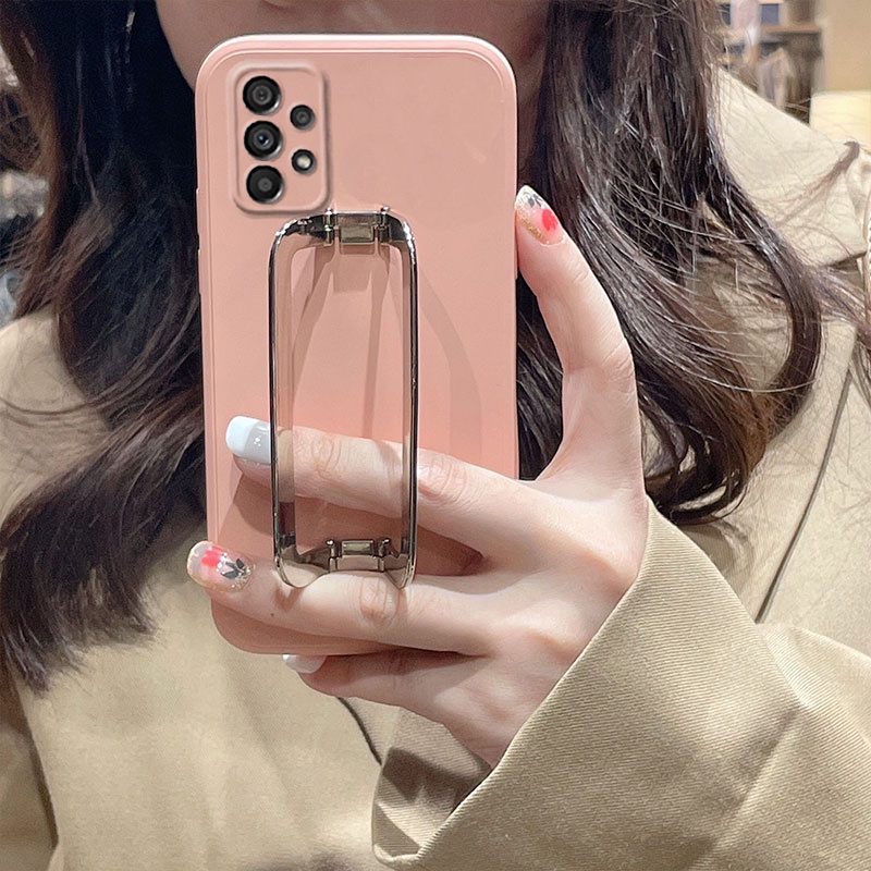 Ốp Điện Thoại tpu Silicon Mềm Màu Trơn Có Giá Đỡ Kim Loại Cho samsung galaxy a53 a73 a13 a23 a33 m33 m23 4g 5g galaxya53