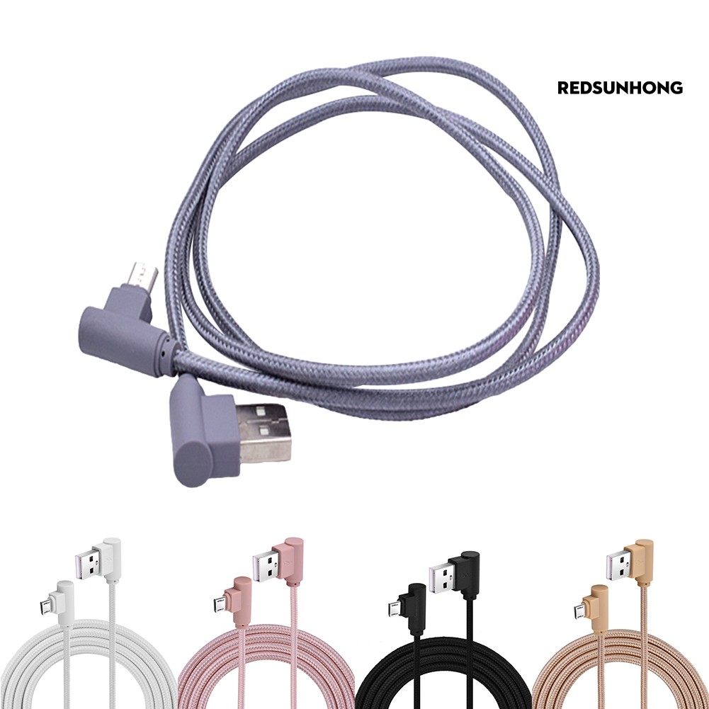Cáp Sạc Micro Usb Bện Dây Góc 90 Độ Dài 1m