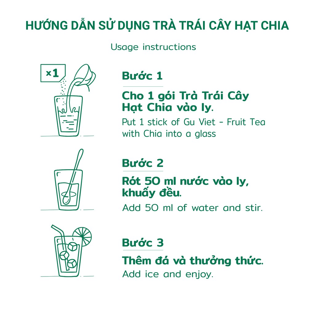 Trà Trái Cây Hạt Chia Just Viet - Vị Đào - 20g