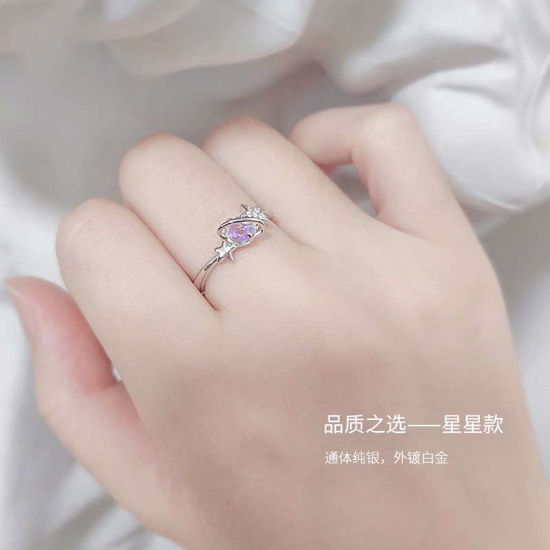 925 Silver Moon Star Ring Fashion For Women