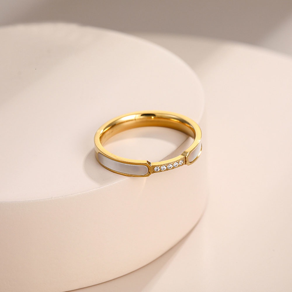 Nhẫn Đính Đá Zircon Màu Trắng Vàng Hồng Hình Vỏ Sò Thiết Kế Thanh Lịch size 6-9 Thời Trang Cho Nữ
