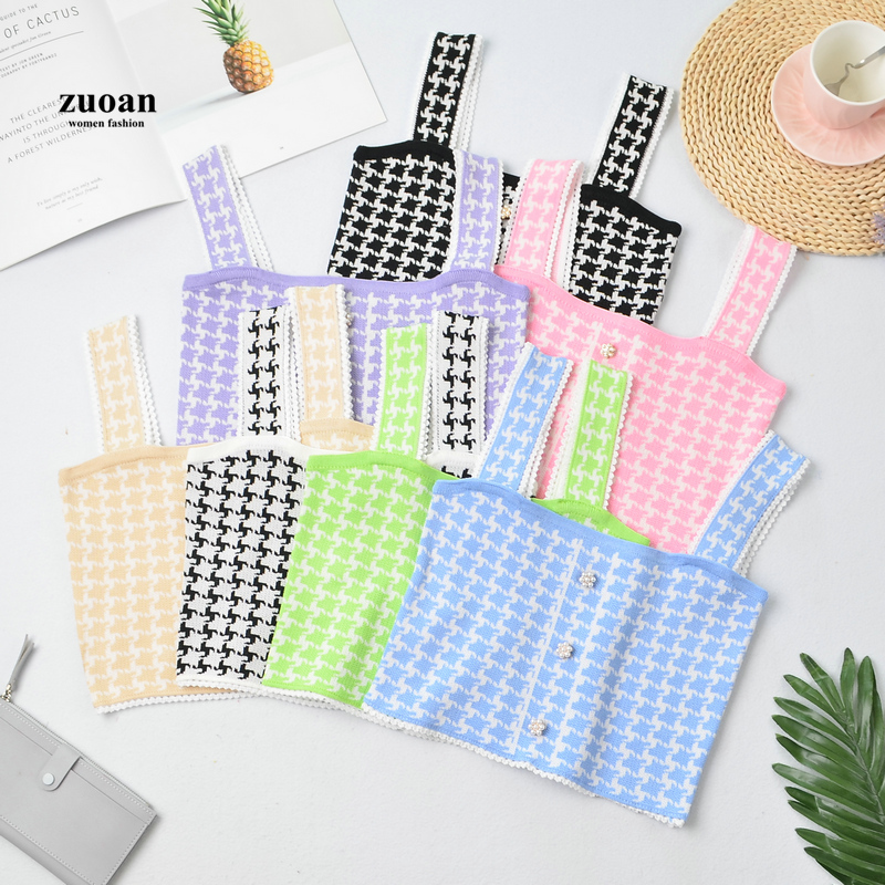 SUXI Áo dệt kim hai dây cổ vuông thời trang cho nữ