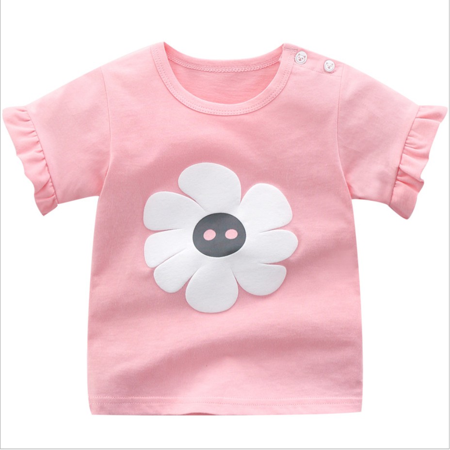 Áo Thun Tay Ngắn Chất Liệu Cotton Họa Tiết Hoạt Hình Thời Trang Mùa Hè Cho Bé Từ 1-5 Tuổi 2021