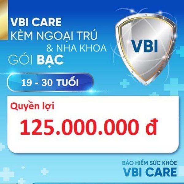 TOÀN QUỐC [E-Voucher] Bảo hiểm sức khỏe - Gói BẠC kèm NGOẠI TRÚ và NHA KHOA (19-30 tuổi)  VBI - VIETINBANK