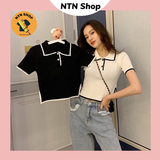 Áo Phối viền dệt kim Cổ polo