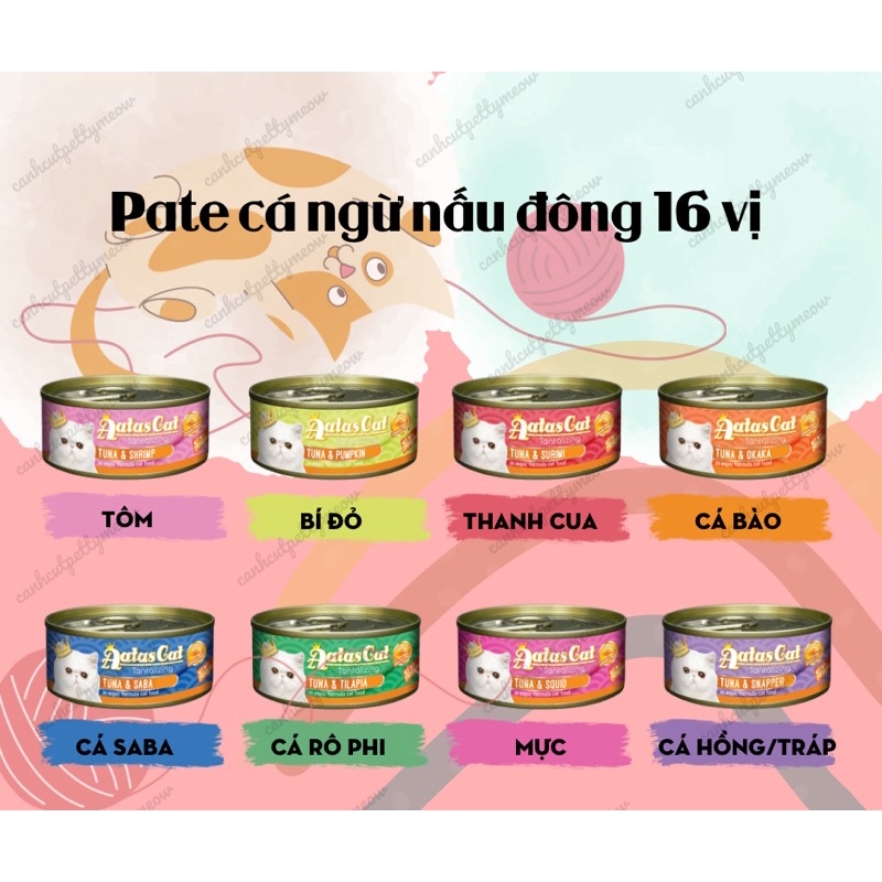 COMBO MIX 24 LON PATE AATAS VỊ GÀ VÀ CÁ - LON 80gram