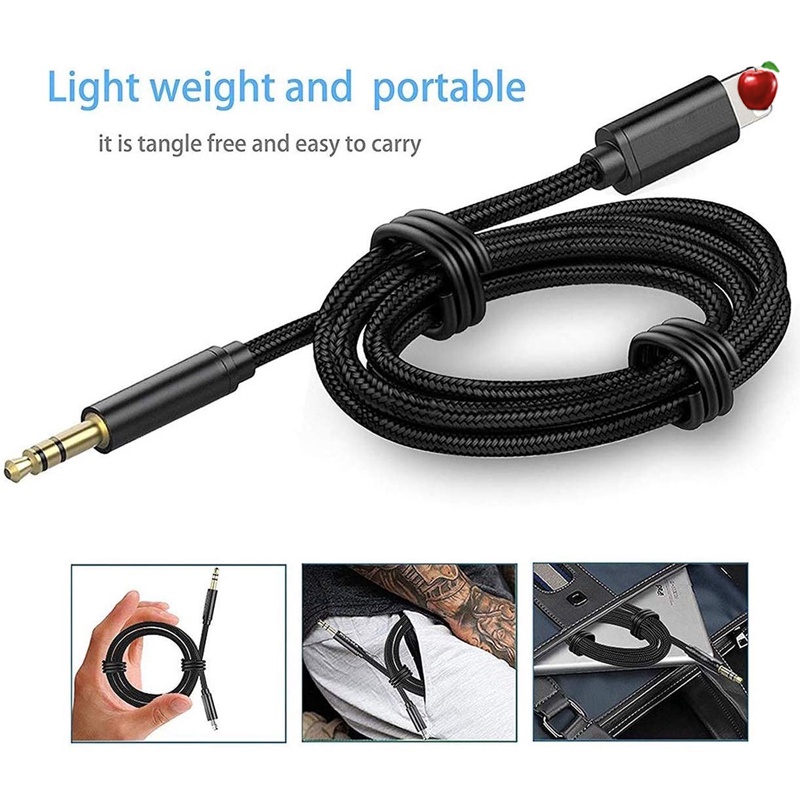 Dây Cáp Âm Thanh 3.5 mm Với Đầu Nối Lightning Sang Aux Cho i-Phone13 12, 12 Pro, 12 Pro Max, 11, 11 Pro, 11 Pro Max, XS