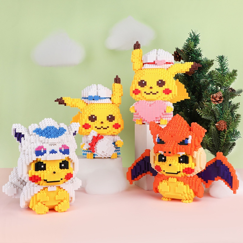 Mô hình lắp ráp Pikachu nhân vật hoạt hình - Đồ chơi DIY lắp ghép decor