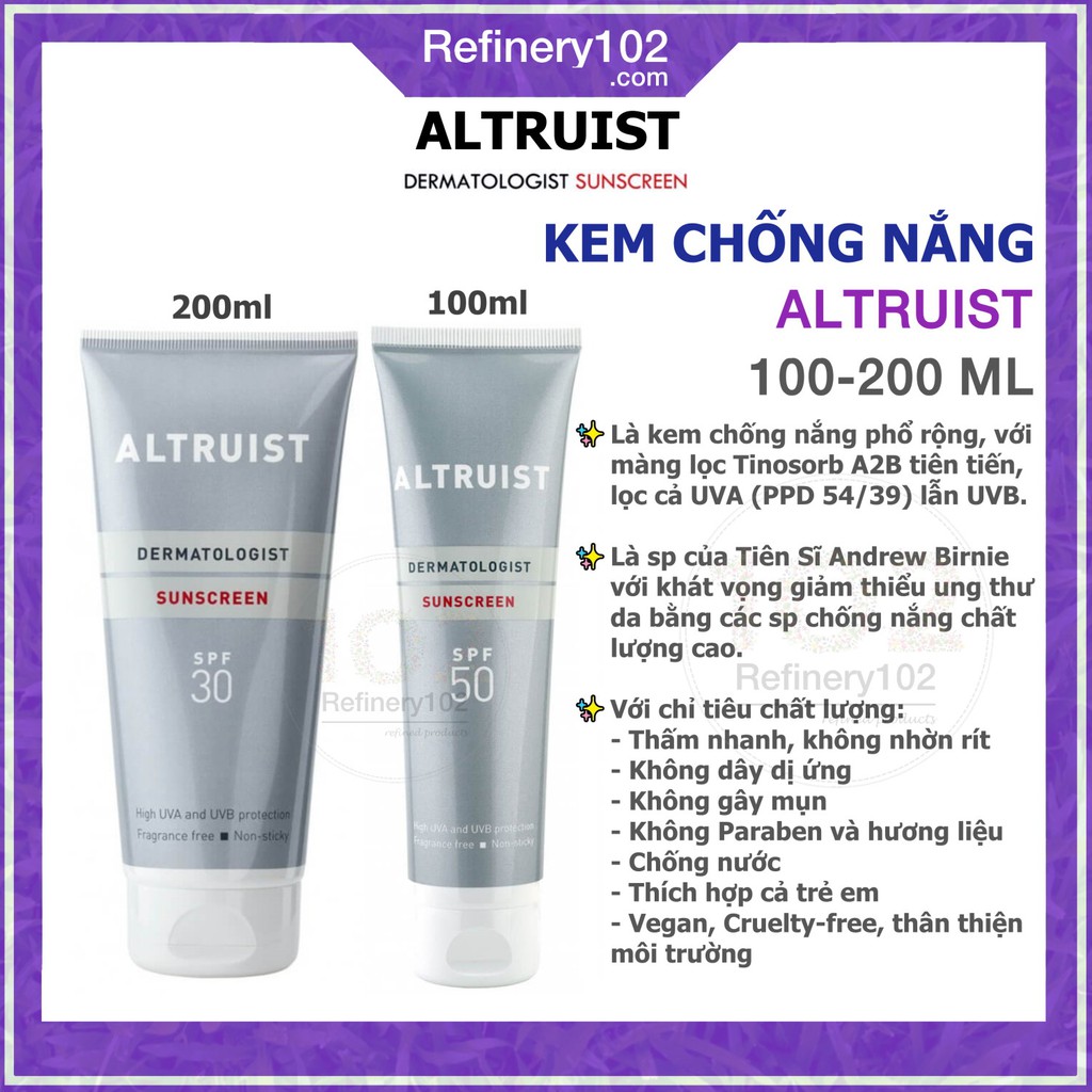 Kem chống nắng Altruist Dermatologist Sunscreen SPF 30 - SPF 50 | BigBuy360 - bigbuy360.vn