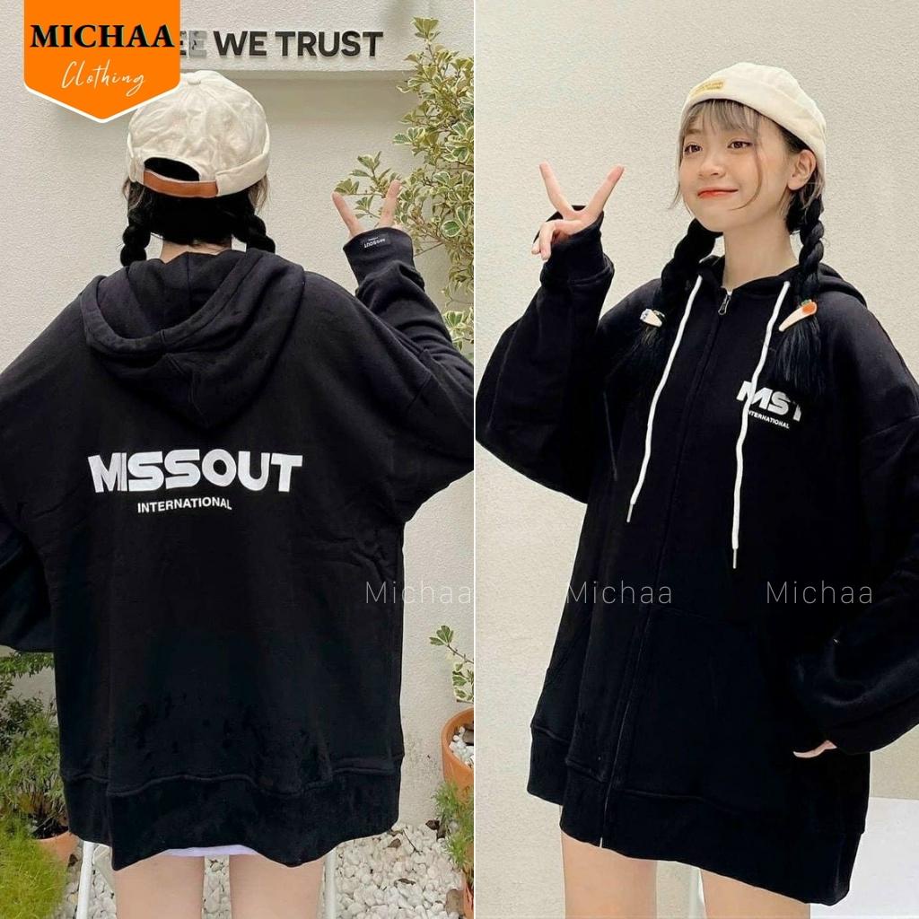 Áo Khoác Hoodie Nỉ MISSOUT Nam Nữ Ulzzang Unisex Dây Kéo Form Rộng - MICHAA