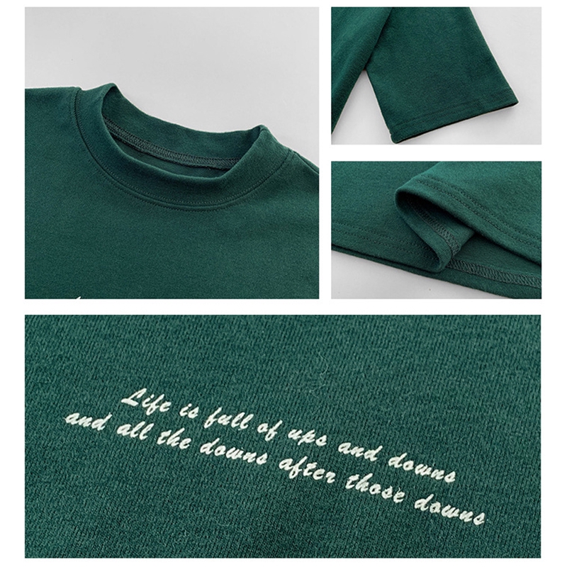 Áo thun tay lửng cổ tròn họa tiết đơn giản trẻ trung