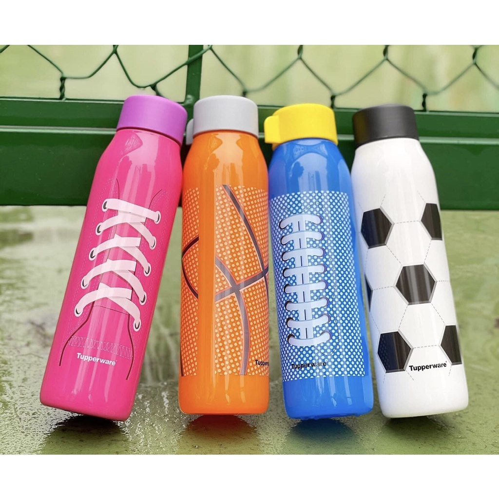 Bình nước Tupperware Eco Sport 500ml thể thao sắc màu cho bé TẶNG NẮP VẶN DỰ PHÒNG Nhựa Nguyên Sinh