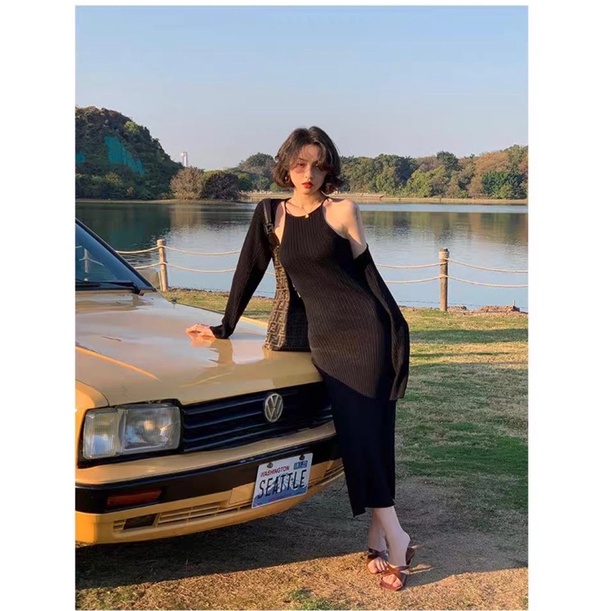 SET ĐẦM YẾM LEN SỌC GÂN + KHOÁC CROP 📌