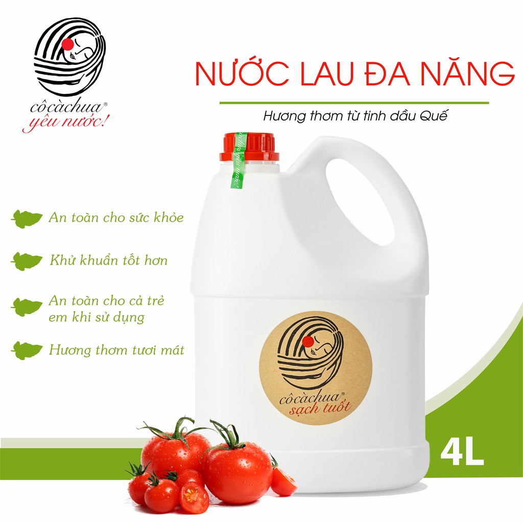 Nước Lau Bề Mặt Đa Năng Cô Cà Chua Sạch Tuốt Yêu Nước 4L