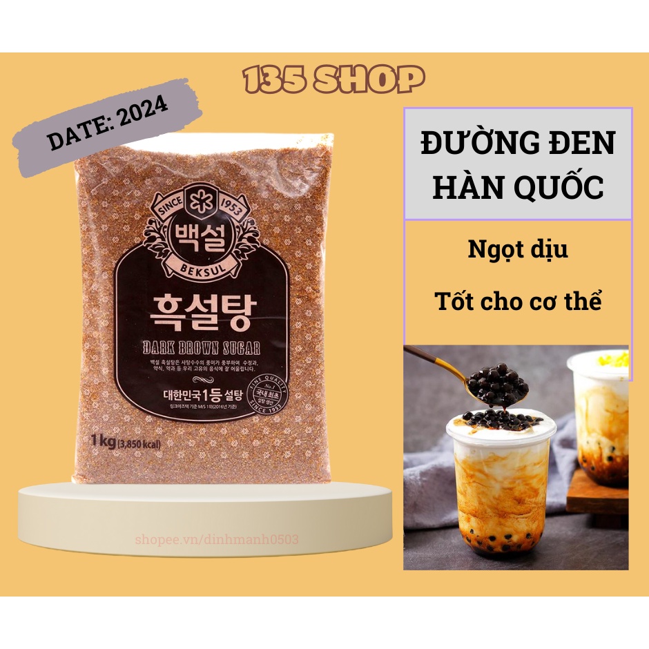 Đường Đen - Nâu Hàn Quốc Nấu Trà Sữa, Sữa Chua Trân Châu BEKSUL, SAMYANG 1Kg Hàng Nhập Khẩu