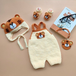 Sét yếm, mũ, giày,túi tỏi tiểu hổ bằng len handmade cho bé