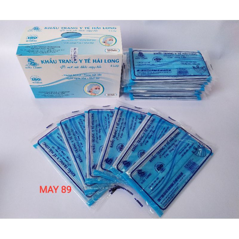 Khẩu trang Y tế Hải Long - loại bọc từng chiếc - Hộp 50C - 4 lớp - giấy kháng khuẩn. | BigBuy360 - bigbuy360.vn