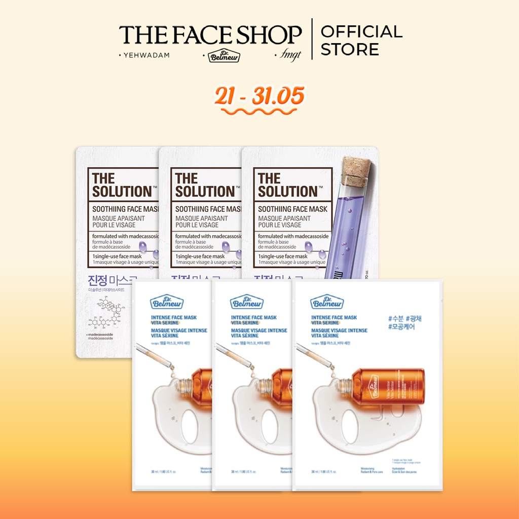 Combo 6 Miếng Mặt Nạ Giấy TheFaceShop Dr.Belmeur & The Solution (20Gx6)