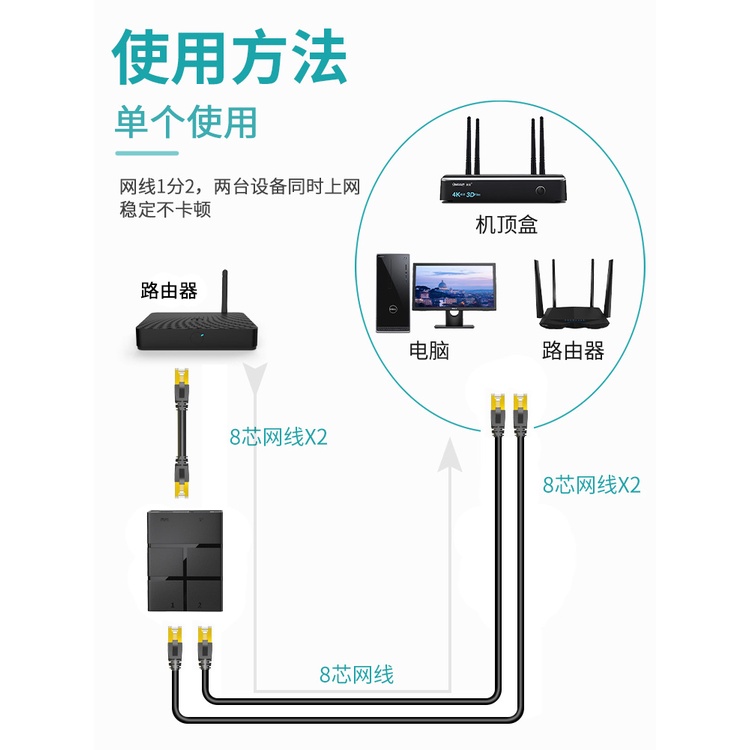 Bộ chia cổng mạng 1 thành 2 đầu cắm