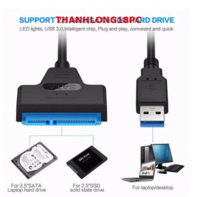 Dây Cáp Chuyển Đổi Kết Nối Ổ Cứng HDD Từ USB 3.0 Sang Sata 22 Pin 2.5 inch | BigBuy360 - bigbuy360.vn