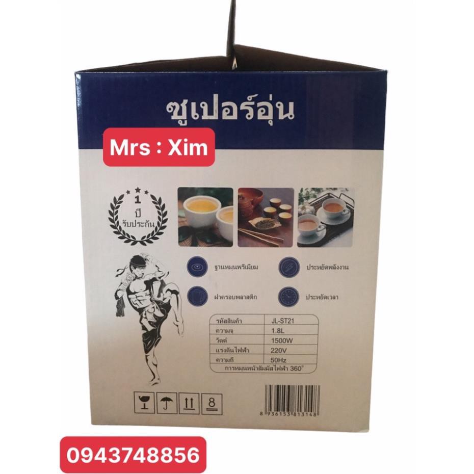 Ấm siêu tốc ấm đun nước thủy tinh 1.8 lít Thái Lan cao cấp