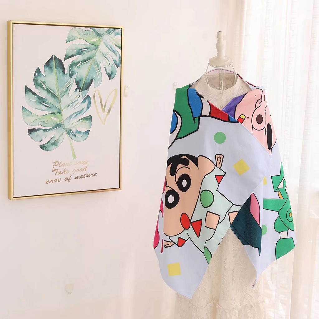 Khăn Tắm Thể Thao Dài Thấm Hút Tốt In Hình Cậu Bé Bút Chì Shin-Chan Hoạt Hình Cho Nam Nữ