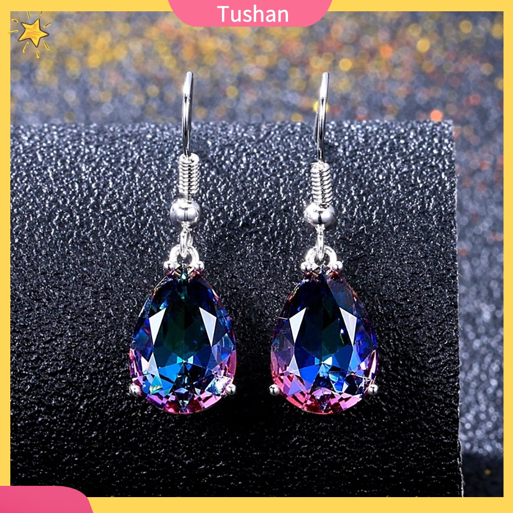 Đôi Bông Tai Dáng Dài Hình Giọt Nước Đính Đá Thời Trang Cho Nữ